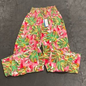 Caribbean Joe Tropical Leaf Print Pants